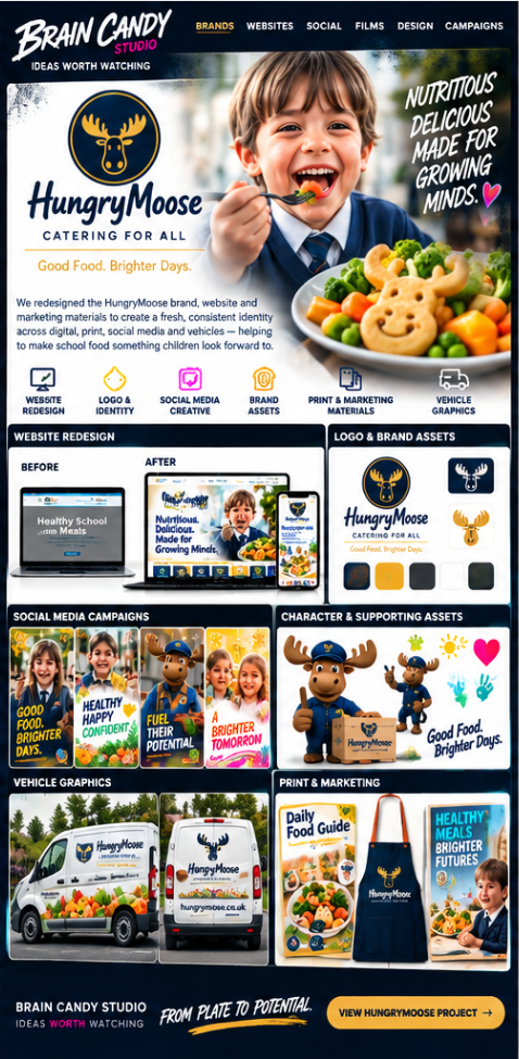 HungryMoose concept board: website, brand identity, social campaigns and supporting creative